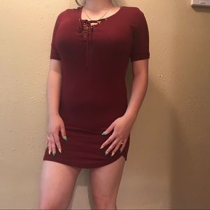 NWOT Tie Front Short Sleeve Bodycon Dress